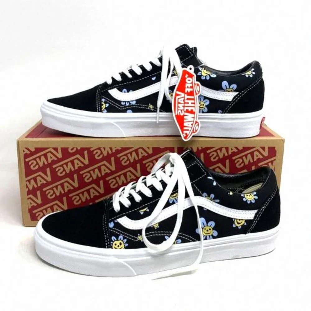 VANS Old Skool Low Top Black Floral Suede Canvas VN0A5JMIY23 Sneakers Size Women